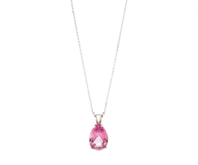 3.00ctw Pear Cut Pink Topaz Pendant Necklace in 14K