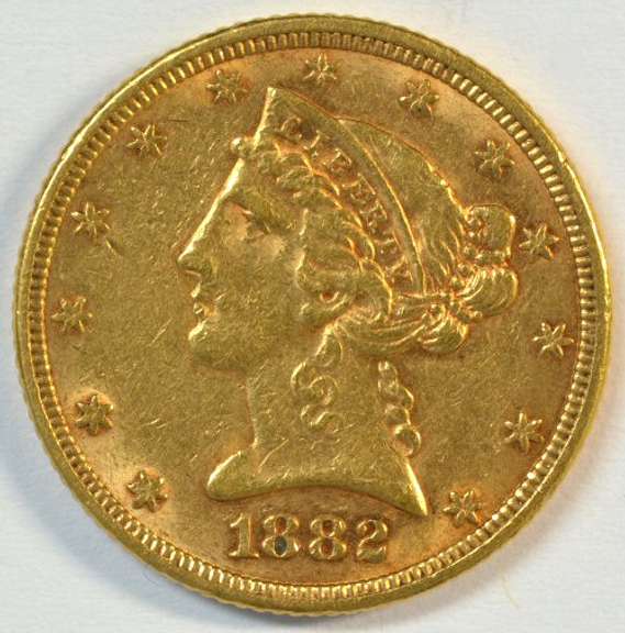 Very pretty 1882 US $5 Liberty Gold Piece. Full strike