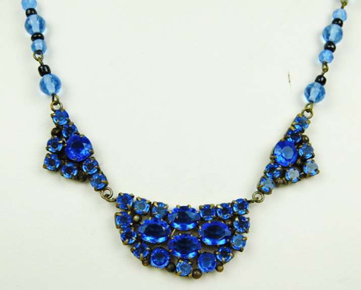 Regal Antique Austrian Blue Crystal Necklace