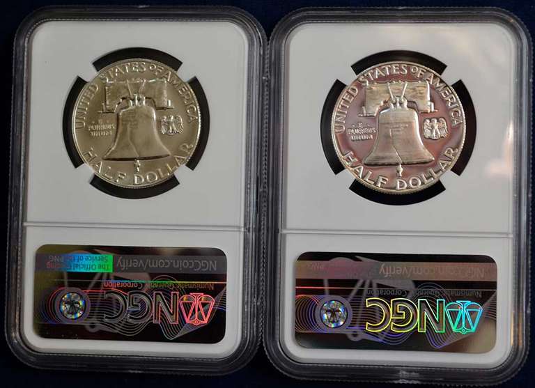 1957 And 1958 Franklin Half Dollars NGC PF66