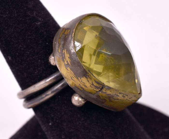 Gorgeous Massive 19.18CTS Lemon Citrine Ring in Sterling Silver