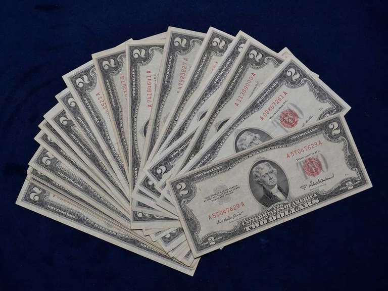 Lot Of 20 $2 Red Seal, Circulated.