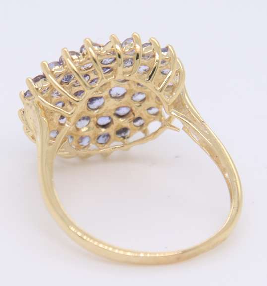 Handsome Yellow Gold Tanzanite Cluster Ring
