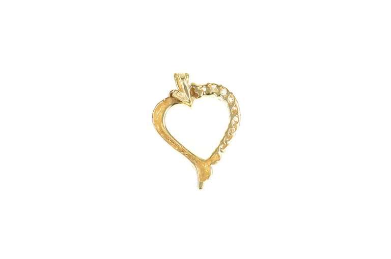 14K Yellow Gold 0.50 Ctw Curvy Heart Classic Love Symbol Pendant