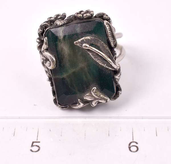 Dreamy Massive 18.37CTS Green Sapphire Ring in Sterling Silver