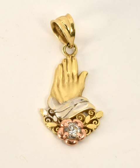 Praying Hands Tri-Color Pendant