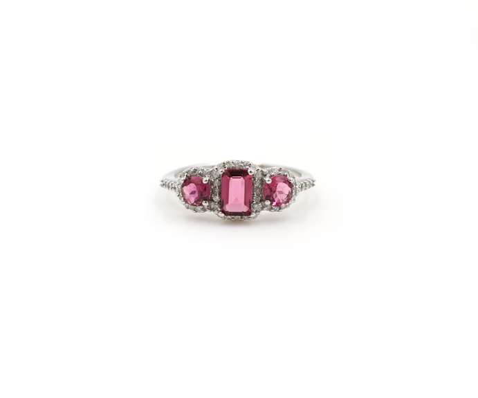 Incredible White Gold Tourmaline and Diamond Ring
