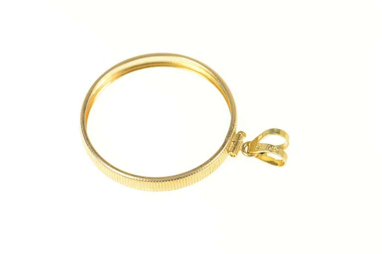 14K Yellow Gold 1 oz. Gold Eagle $50 Coin Bezel Holder Pendant