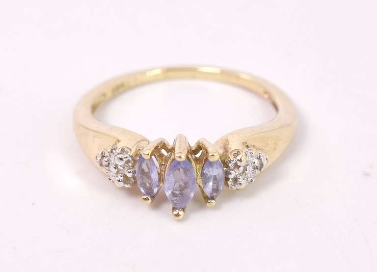 Dainty Purple Gemstone Ring in Yellow Gold
