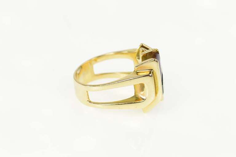 14K Yellow Gold 2.68 Ctw Tourmaline Diamond Squared Cocktail Ring