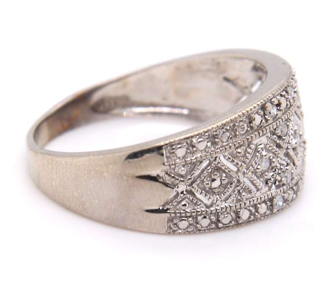 Dazzling White Gold Diamond Wide Band