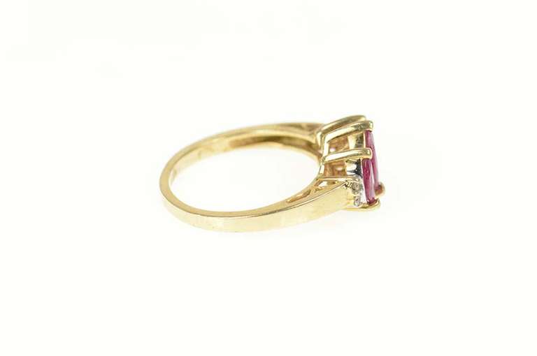 10K Yellow Gold Natural Marquise Ruby Diamond Statement Ring