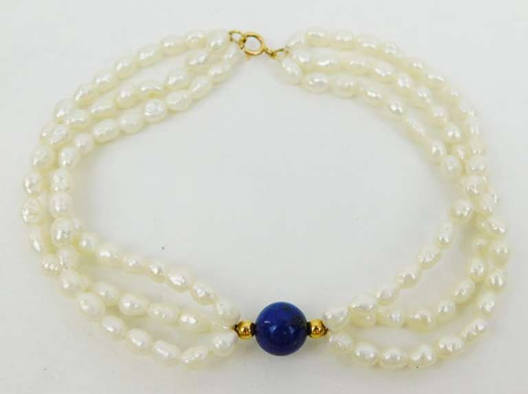 14K Lapis & Pearls Bracelet