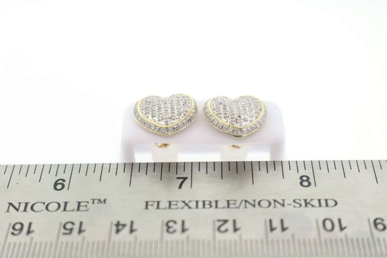 Impressive Diamond Studded Heart Earrings with Beautiful 14k Yellow Gold