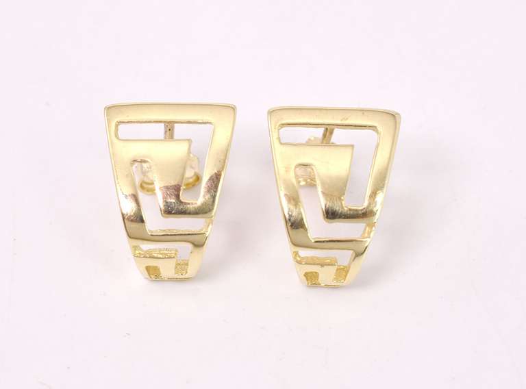Gorgeous Greek Key Earrings in 14K Yellow Gold