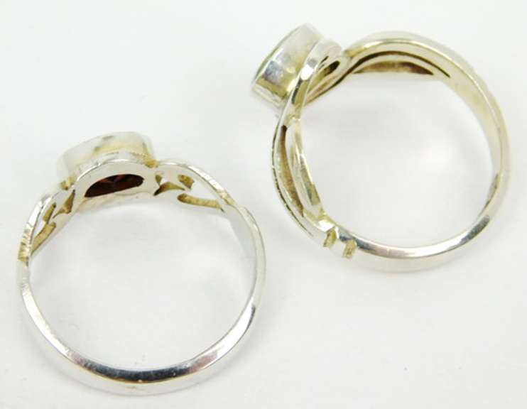 Peridot & Garnet Sterling Silver Rings, Size 5.5