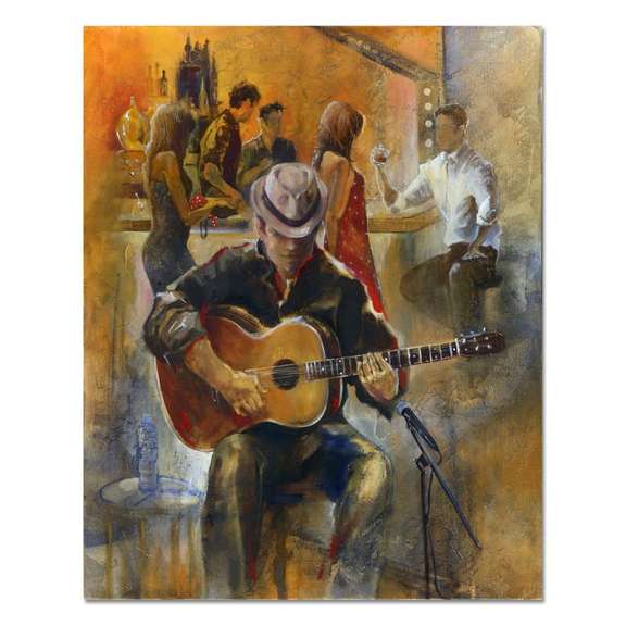 Lena Sotskova, "Lounge Singer" Original Painting, Oil on Canvas. Hand Signed and with COA.