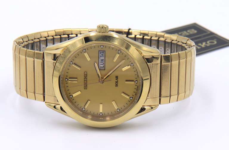 Seiko Solar Day Date Stainless Steel Watch