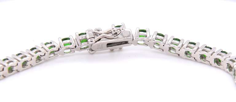 Sterling Silver Green Stone Tennis Bracelet