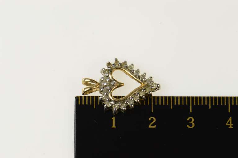 14K Yellow Gold Heart Diamond Love Symbol Valentine Pendant
