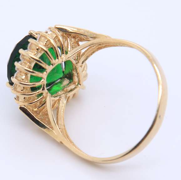 Gorgeous Yellow Gold Tourmaline and CZ Ring
