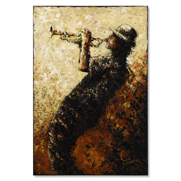 Trevor Mezak, "Playing for Bread" Original Acrylic Painting on Gallery Wrapped Canvas, Hand Signed with Letter Authenticity.