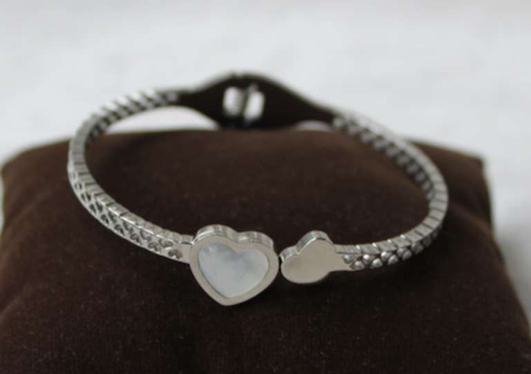 Stainless Steel Silver Color Heart Bracelet