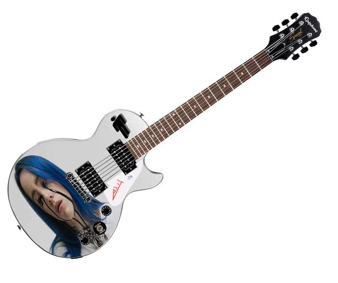 Billie Eilish Signed Gibson Epiphone Les Paul Photo Graphics Guitar ACOA