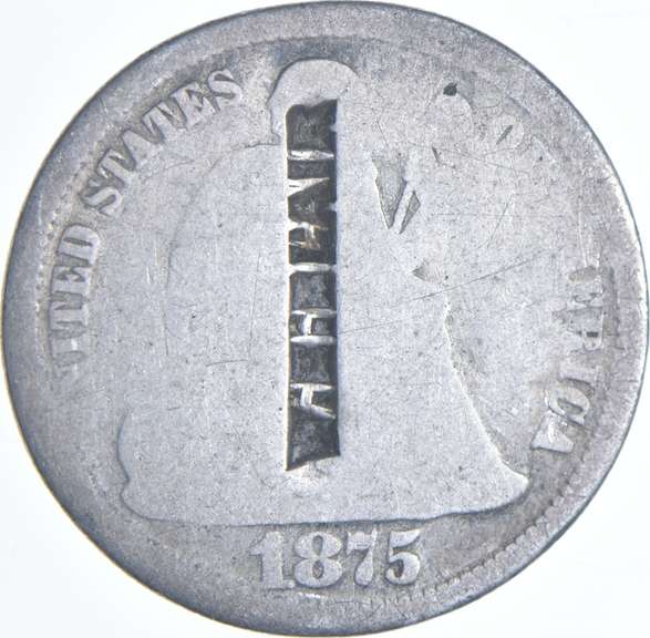 1875 Seated Liberty Dime - Counter Stamped