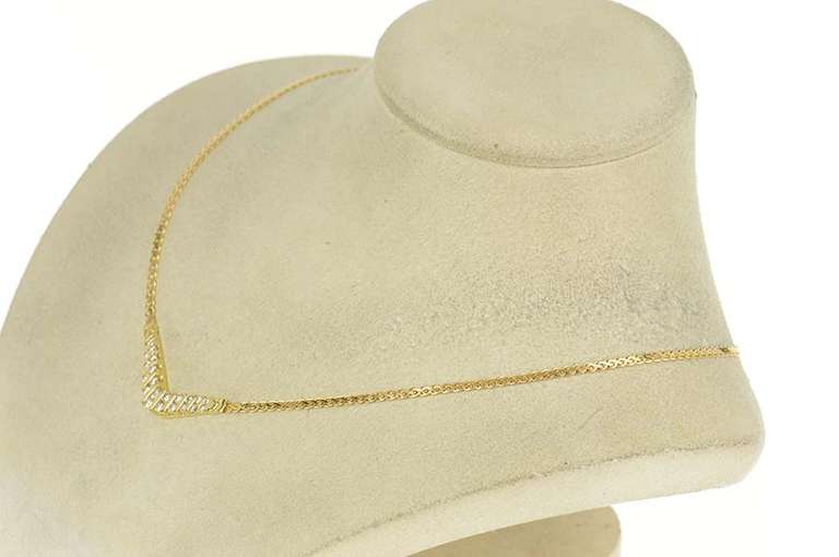 14K Yellow Gold 0.87 Ctw Diamond Chevron Square Chain Necklace