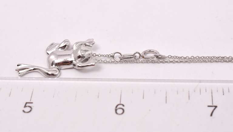 Frog Pendant Necklace in Sterling Silver
