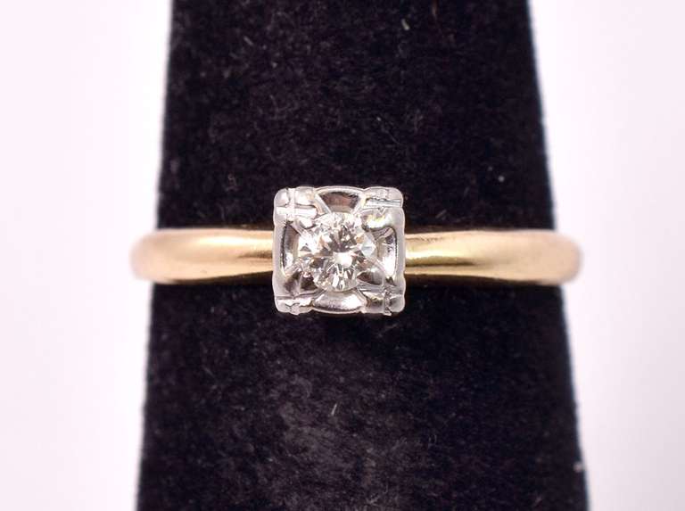 Marvelous Diamond Ring in 14K+18K Yellow Gold