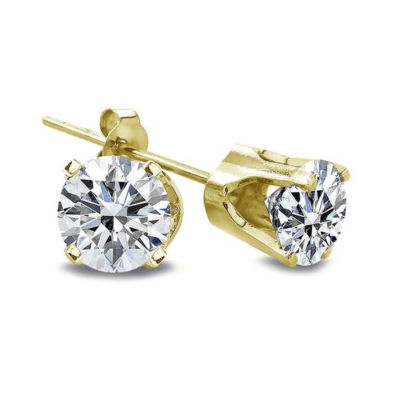 1/3 Ct Round Cut 14K Yellow Gold Diamond Stud Earrings