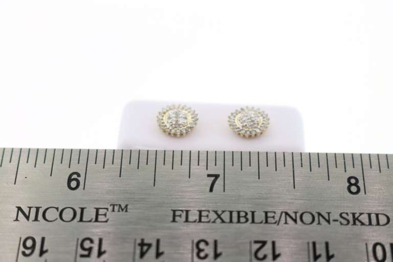 Sunflower Diamond Encrusted 14k Yellow Gold Earrings
