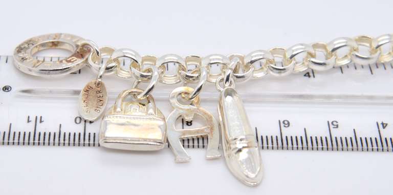 Sterling Silver Rolo Link Charm Bracelet