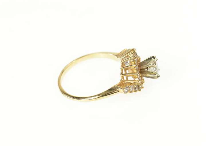 14K Yellow Gold 0.81 Ctw Diamond Swirl Halo Engagement Ring