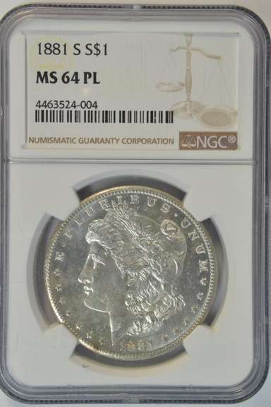 Icy-deep Prooflike 1881-S Morgan Silver Dollar. NGC MS64PL