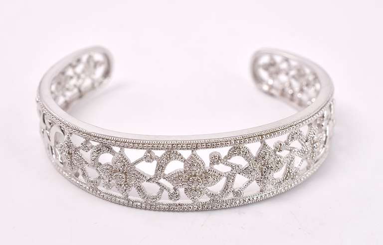 Fancy Diamond Bangle Bracelt in Sterling Silver