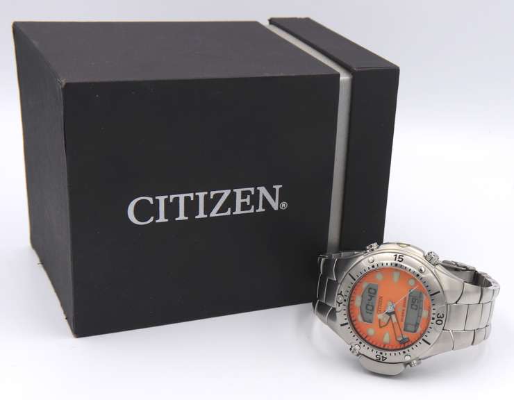 Citizen Orange Dial Stainlees Steel Watch