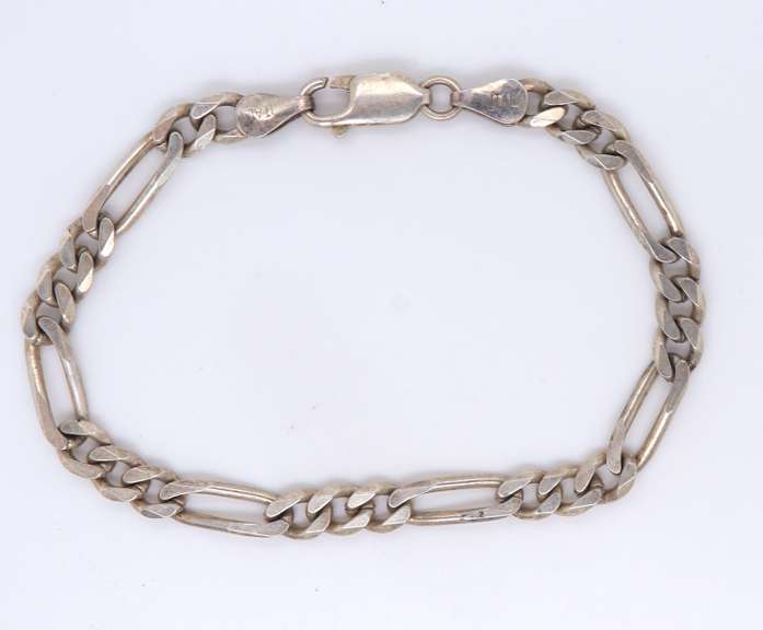 Vintage Italian Sterling Silver Figaro Chain Bracelet