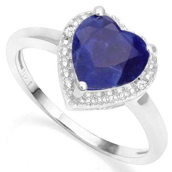 2.36 CT ENHANCED GENUINE SAPPHIRE & DIAMOND 925 STERLING SILVER RING