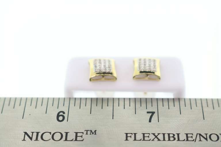 Contemporary 10k Yellow Gold Earrings with Diamond Studs