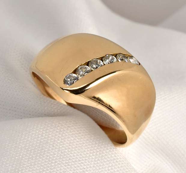 Modern 14k  Ring with Channel Set Diamonds