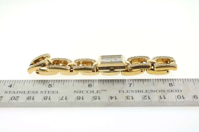 Brand New Luxurious Mother-of-Pearl FOSSIL Women's Rectangle Gold Watch with Diamond Bracelet