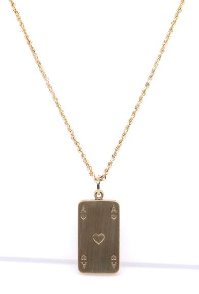 Fantastic Yellow Gold Ace of Hearts Card Necklace