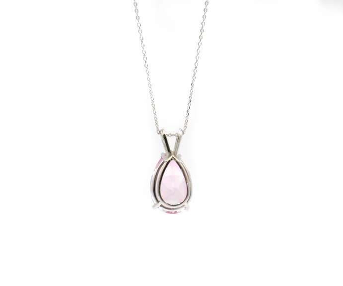 3.00ctw Pear Cut Pink Topaz Pendant Necklace in 14K