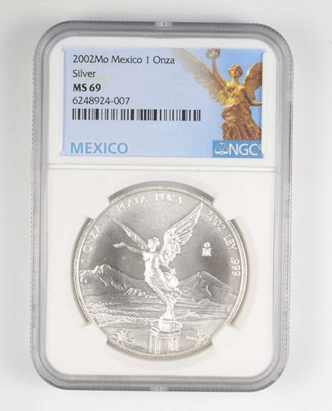 MS69 2002 MO Mexico 1 Onza .999 Fine Silver - Graded NGC