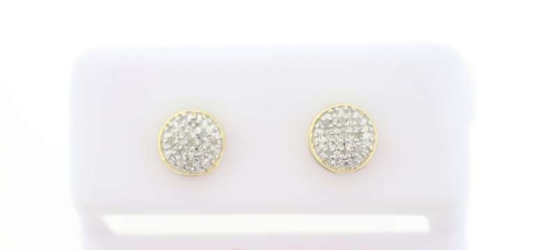 Elegant Round Diamond Clustered Earrings with 10k Yellow Gold