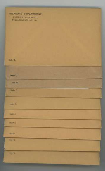 10 Assorted Silver US Proof Sets in Original Envelopes: 1960 & 1962