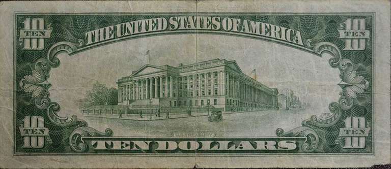 Series 1934A $10 Silver Certificate WW2 North Africa, Circulated.